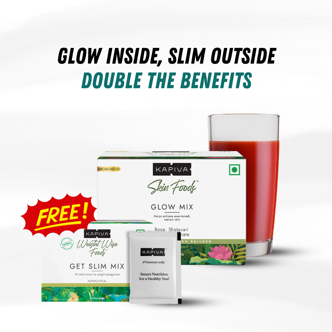 KAPIVA Glow Mix Rose, Shatavari & Pomegranate 30 Sachets + Free Kapiva Get Slim Mix (Powder)150 gms