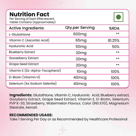 Herbal Max L-Glutathione 15 Tablets Watermelon & Strawberry Flavour