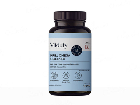 Miduty Antarctic Fish Krill Oil Softgels - Triple Strength Omega-3 with Astaxanthin - 60 Capsules