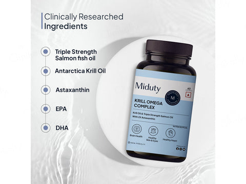 Miduty Antarctic Fish Krill Oil Softgels - Triple Strength Omega-3 with Astaxanthin - 60 Capsules
