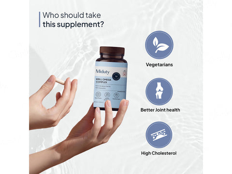 Miduty Antarctic Fish Krill Oil Softgels - Triple Strength Omega-3 with Astaxanthin - 60 Capsules