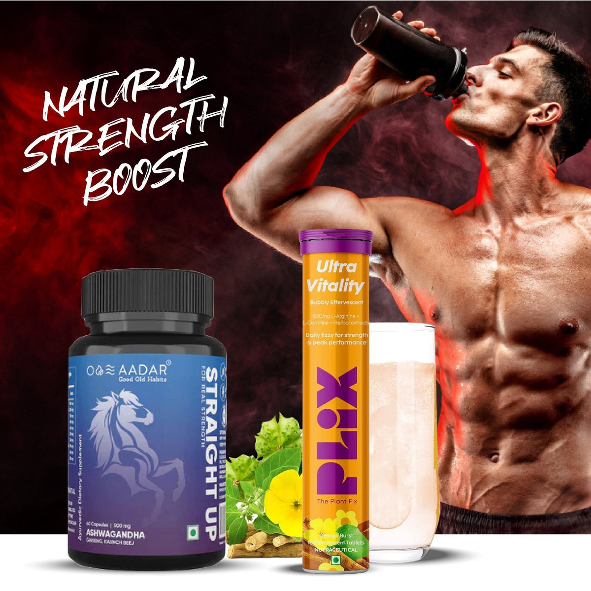 AADAR Straight up capsules + Plix Ultra Vitality Orange Burst