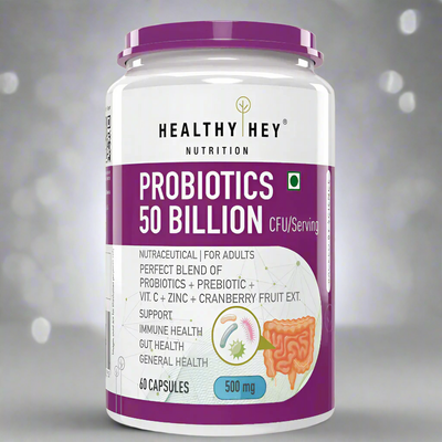 Healthy Hey Nutrition Probiotics 50 Billion CFU Multi- Strains, 60 Veg. Capsules, Targeted Release Technology