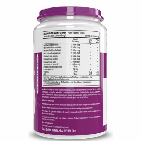 Healthy Hey Nutrition Probiotics 50 Billion CFU Multi- Strains, 60 Veg. Capsules, Targeted Release Technology