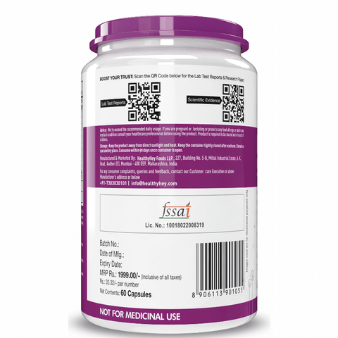Healthy Hey Nutrition Probiotics 50 Billion CFU Multi- Strains, 60 Veg. Capsules, Targeted Release Technology