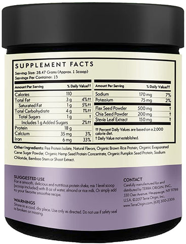 Terra Origin, Plant Protein, Vanilla Chai, 15.1 oz (427 g)