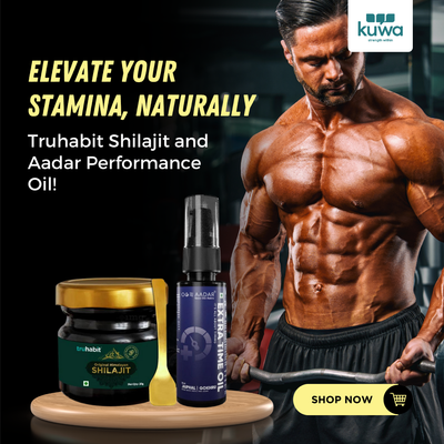 TruHabit Original Himalayan Shilajit 20 جرامًا + AADAR زيت الأداء لتعزيز القدرة على التحمل للرجال (30 مل)
