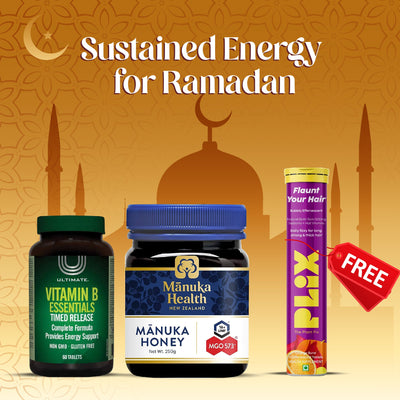 فيتامين ب الأساسي المثالي + مانوكا MGO 573 + بليكس فلونت مجانًا لشعرك