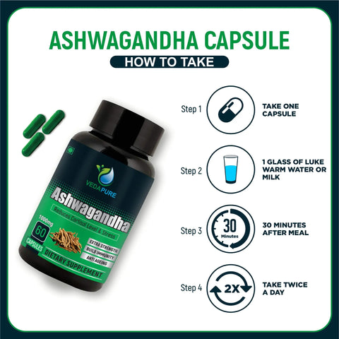 Vedapure Ashwagandha Anxiety & Stress Relief 60 Capsules