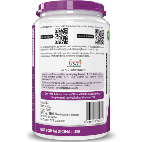 HealthyHey Vegan Vitamin D3 - Natural Plant Based - Non GMO - Gluten Free - 400 IU 120 Veg Capsules