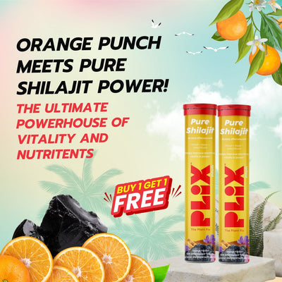 PLIX Pure Shilajit بنكهة البرتقال 15 قرصًا فوارًا B1G1