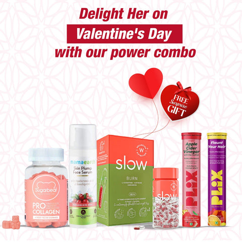 Sugarbear ProCollagen، علكات الكولاجين النباتية + Wellbeing Nutrition Slow Burn + Plix خل التفاح البطيخ العصير + Mamaearth Skin Plum + Plix تباهى بشعرك Orange Burst