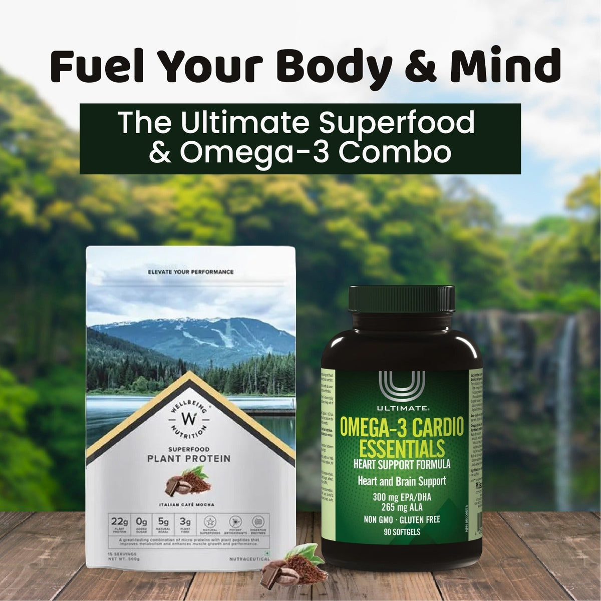 Superfood Plant Protein Dark Chocolate Hazelnut + ULTIMATE OMEGA 3 CARDIO 90 CAPSULE