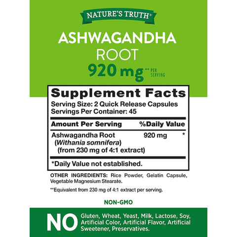 Nature's Truth Ashwagandha Capsules 920 mg, 90 capsules