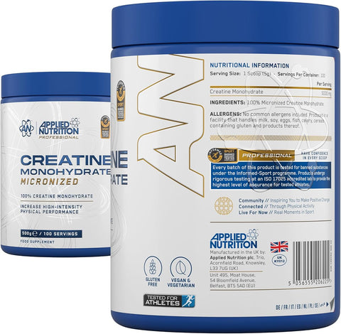 Applied Nutrition Creatine Monohydrate - Micronized, Unflavoured, 500g
