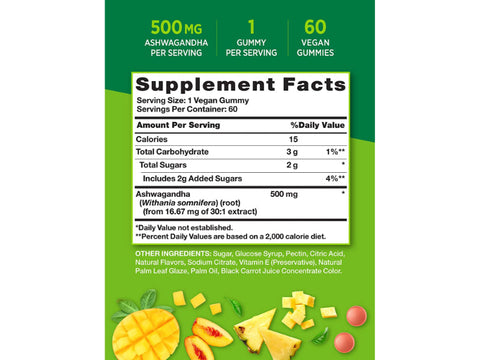 Nature's Truth Ashwagandha Gummies 60 Tropical Flavor Gummies