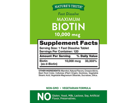 Nature's Truth Biotin 10,000mcg, 120 tablets