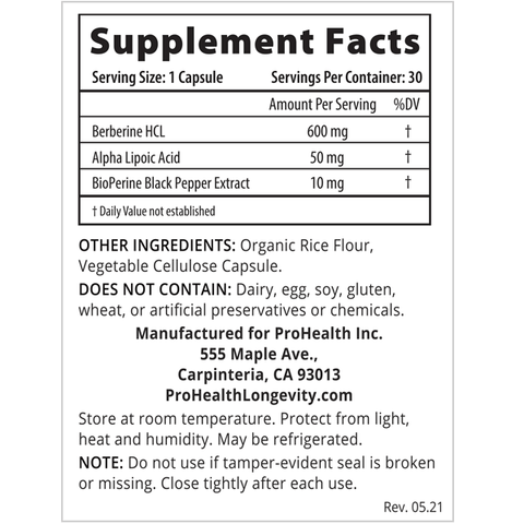 ProHealth BERBERINE PRO-600mg, 30 Caps