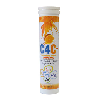أقراص فوارة C4C+ بنكهة البرتقال، 20 قرصًا
