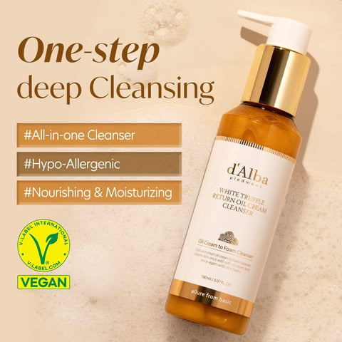 d’Alba Italian White Truffle Oil Cream Cleanser - Vegan, 150ml