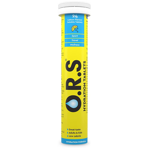 O.R.S Hydration Tablets with Electrolytes, Vegan, Gluten and Lactose Free Formula - Natural Lemon Flavour 24'S