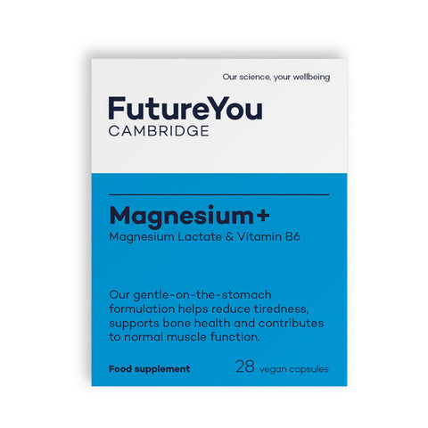 Magnesium+ 575mg Magnesium Lactate with Vitamin B6 - Easy-to-Absorb Formulation - Vegan Suitable - 28 Day Supply - Developed by FutureYou Cambridge