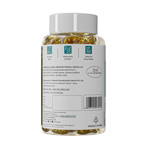 Neuherbs Mini Deep Sea Fish Oil Omega 3 Capsule 1000Mg- 120 Softgels