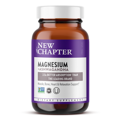 New Chapter Magnesium + Ashwagandha Capsules, Herbal Supplement, 30 Count