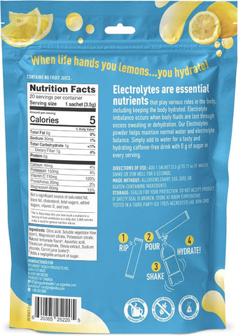 Organika Electrolytes - Classic Lemonade Powder Sachets, 20 x 3.5g