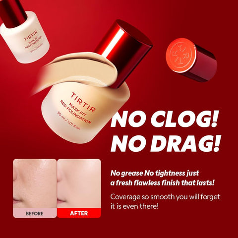 TIRTIR Mask Fit Red Foundation - Pore-Blurring, Lightweight 1.01 Fl Oz