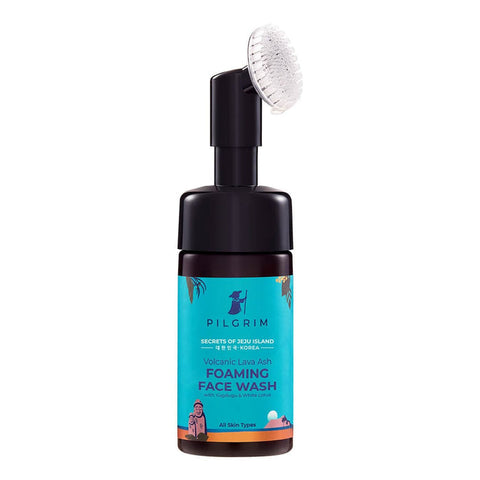 Pilgrim Korean Volcanic Lava Ash Foaming Face Wash with Built In Brush for Deep Cleansing