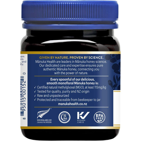 MANUKA HEALTH - MGO 115+ Manuka Honey, 100% Pure New Zealand Honey, 500 g